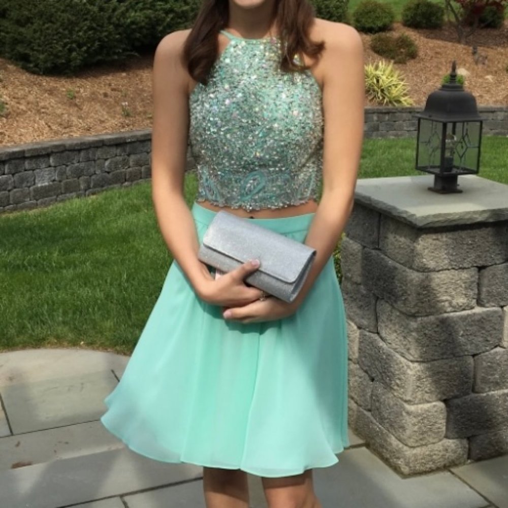 Decode 1.8 Women's Mint Two Piece Embellished Corset Dress